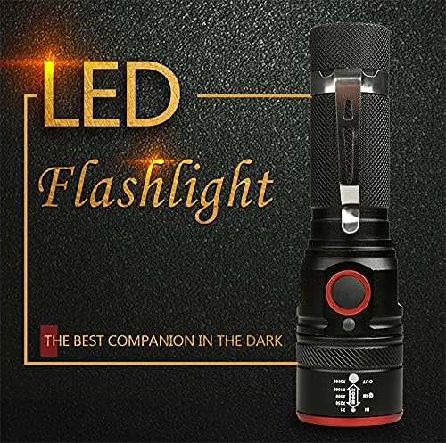 Bright Torch,w/4-slot Universal Battery Charger & Rechargeable 4 Pack 18650 Battery,3 Modes 2000 Lumen Handheld Flashlight,Compact Torch fit for Camping, Fishing,Dog Walking, Gift Giving