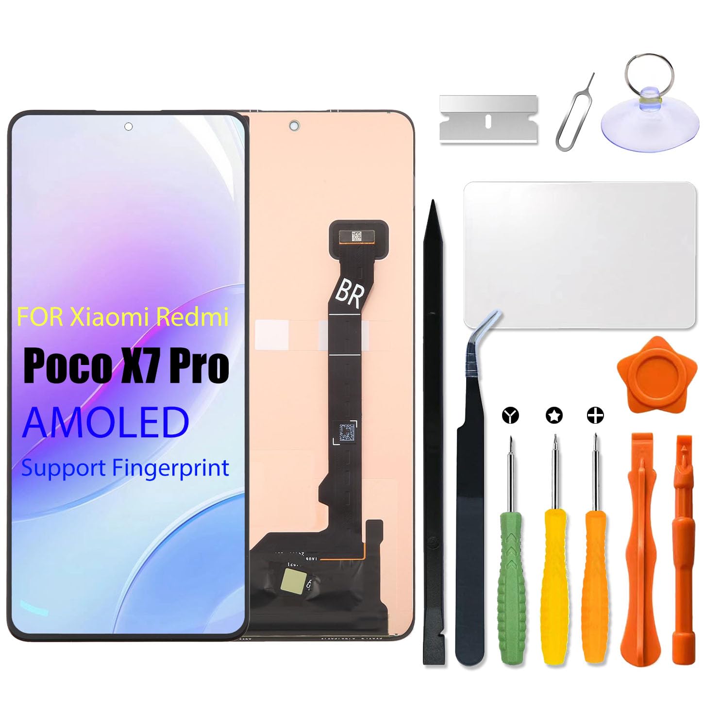 Écran de rechange AMOLED pour Xiaomi Poco X7 Pro 5G | 2412DPC0AG, 2412DPC0AI, écran tactile LCD, numériseur, avec kit de réparation (prise en charge des empreintes digitales)