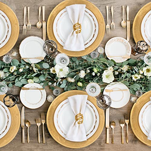 Maoname Foil Gold Charger Plates With Beaded, 13" Plate Chargers For Dinner Plate, Plastic Round Chargers For Table Setting, Set Of 6 #TOP1