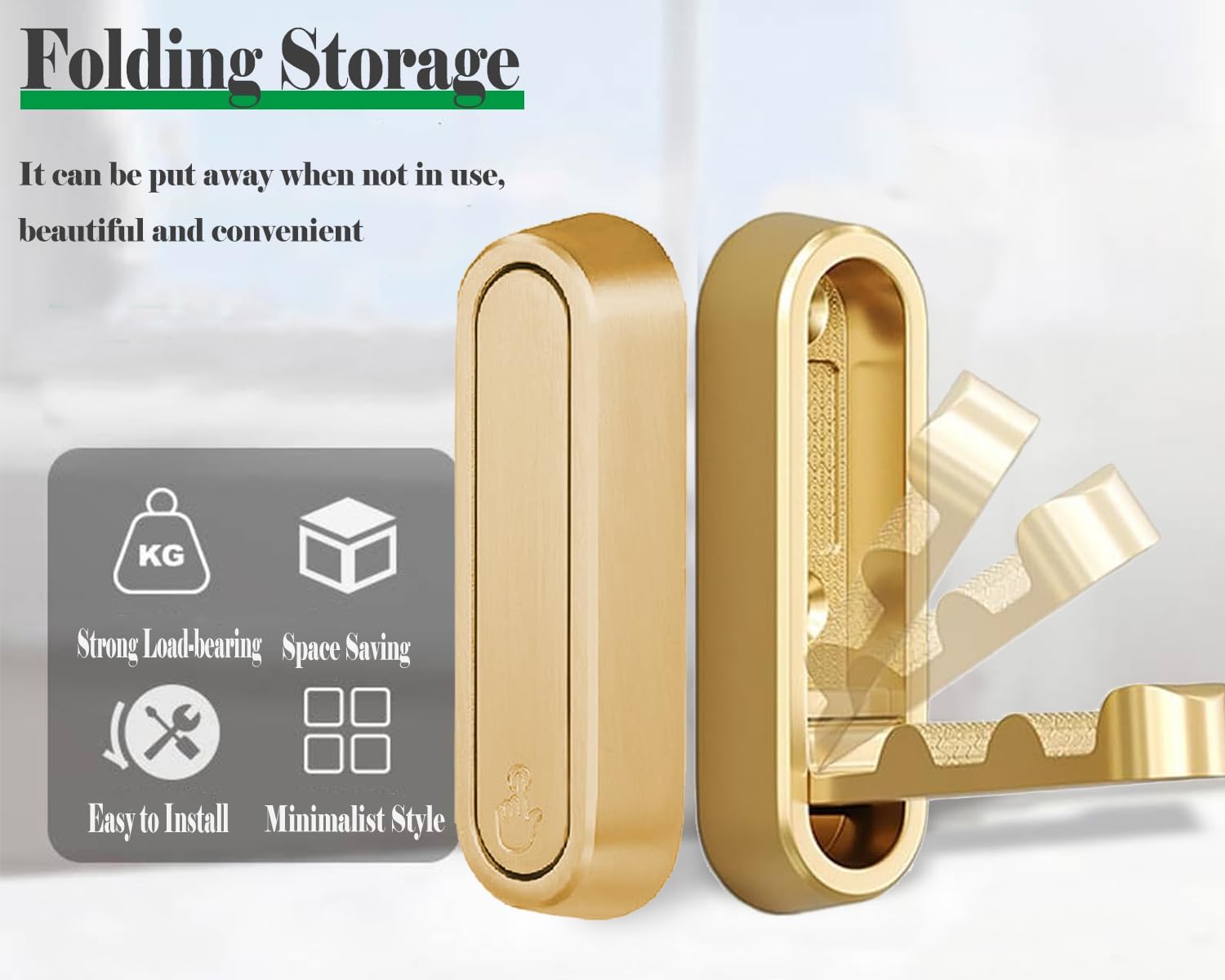 4 PCS Foldable Gold Wall Hooks Folding Coat Hook Towel Hooks Folding Wall Hook Backpack Hooks Utility Hook Robe Hook for Hanging (Gold)