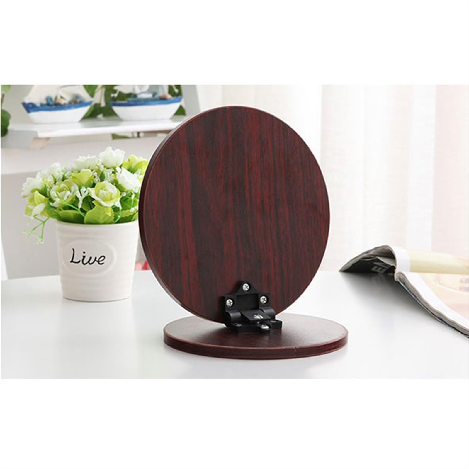 Specchio singolo da tavolo in legno cosmetico pieghevole for trucco di bellezza grande vintage Qualsiasi occasione