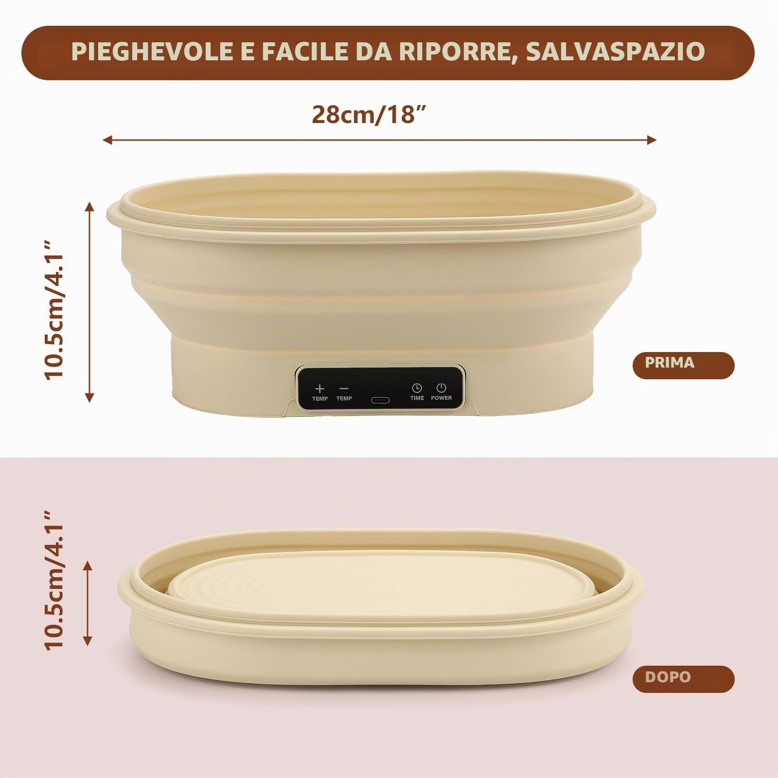 Set di cestini elettrici per lievitazione lievitazione – Ciotola termostatica in silicone da 2 l, kit da 7 pezzi. Riempimento più veloce dell'impasto, facile da pulire. Perfetto per gli appassionati