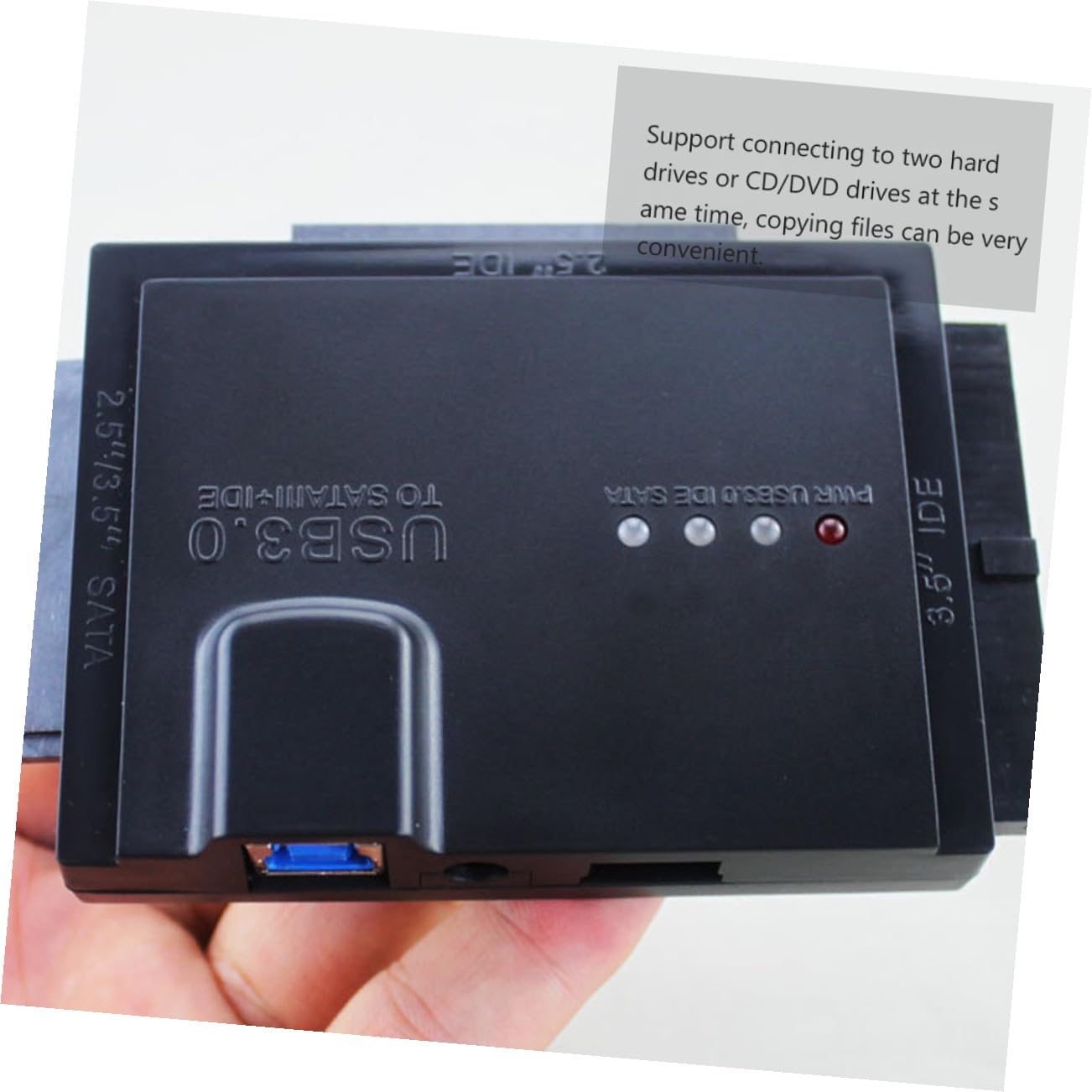 Hemobllo Adattatore Hard Disk Esterno 2.5 e 3.5 Pollici Ide Hdd SSD con Cavo USB 3.0 senza Installazione, Compatibile Fino a 5000gb, Materiale Abs Nero