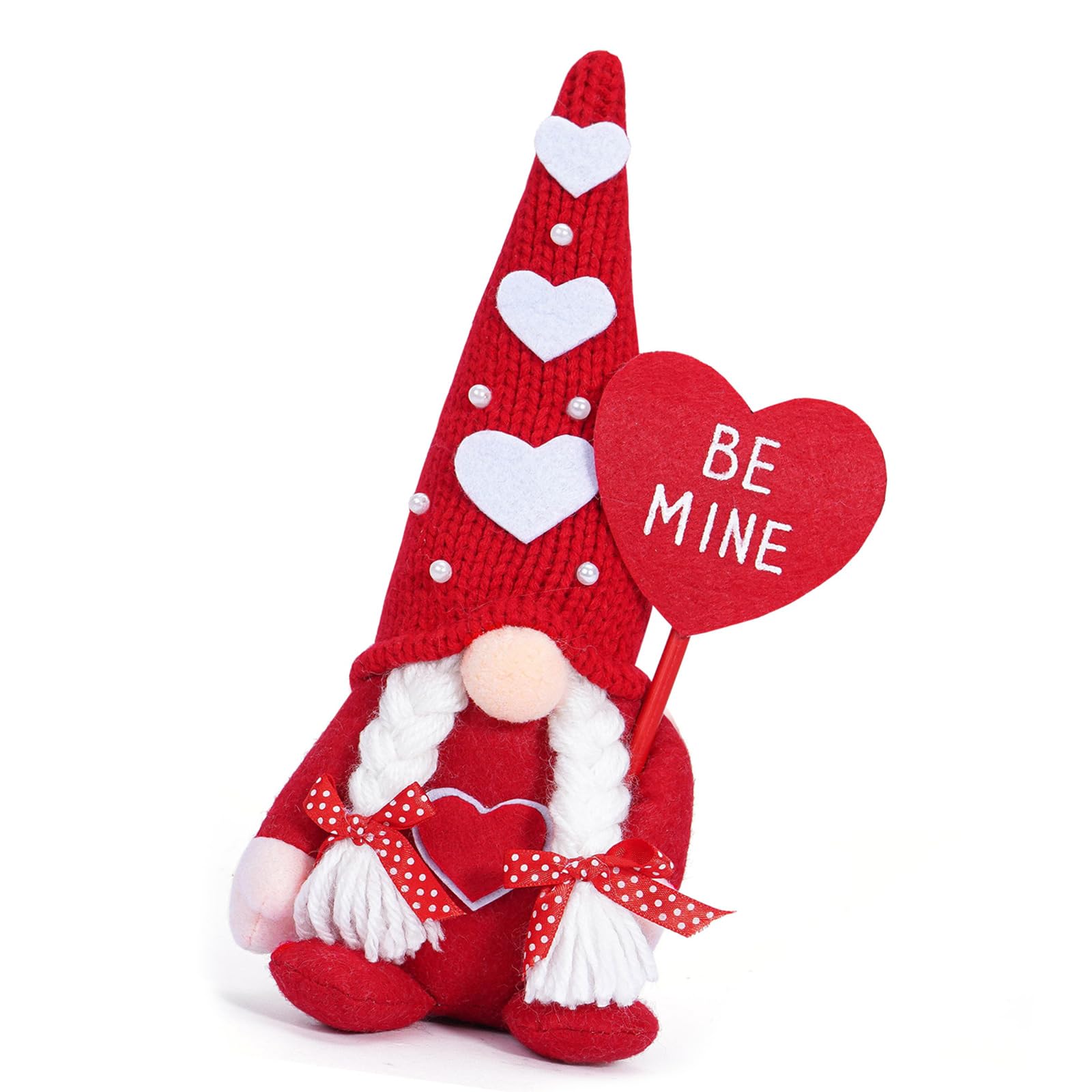 YROHGKPN Love Heart Knitted Hat Gnomes Elves Plush Dolls Stuffed Figurine for Home Tabletop Decors Wedding Ornament Love Heart Gnomes Decoration Ornament