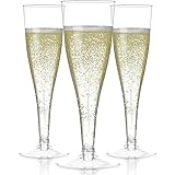 Copa de champán desechable de plástico transparente con borde dorado de 5 onzas, copa de vino tinto, copa de cóctel para fiesta