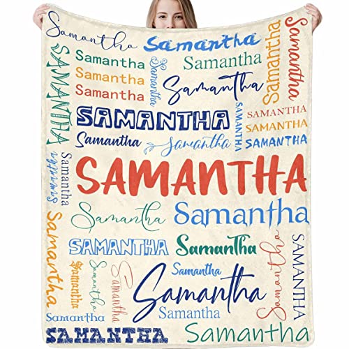 Custom Initials Name Fleece Blankets Light Cute Pattern Blanket Birthday Gifts Lightweight Soft All Season Quilt 30