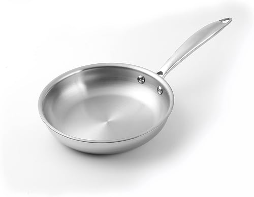 luncxer Sartén de acero inoxidable de 8 pulgadas con utensilios de cocina Tri-ply Sartén para cocinar apta para lavavajillas