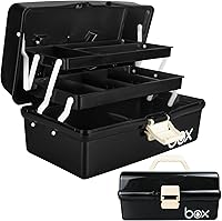 Vista 1 de Caja de almacenamiento multipropósito de tres capas de 12 pulgadas, caja de herramientas plegable, estuche para manualidades y artes, organizador