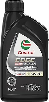 Castrol 06122 Edge High Mileage Black ILSAC GF-5, API SN, ACEA A1, ACEA B1 5W20 Synthetic Motor Oil, 1 Quart