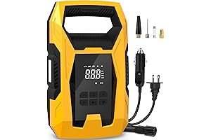 CARSUN AC/DC Portable Air Compressor Tire Inflator: Dual Power Tire Pump with Auto Shut-Off
