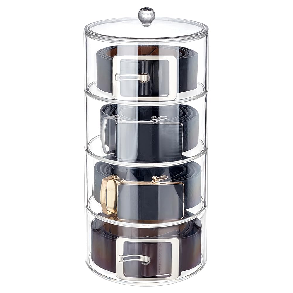 PH PandaHall 4 Livelli Organizzatore per Cinture in Acrilico Scatola Porta Cintura per Armadio, Contenitore per Cintura Trasparente Espositore Impilabile per Orologi Gioielli Bracciali, 14cmx 6.5cm