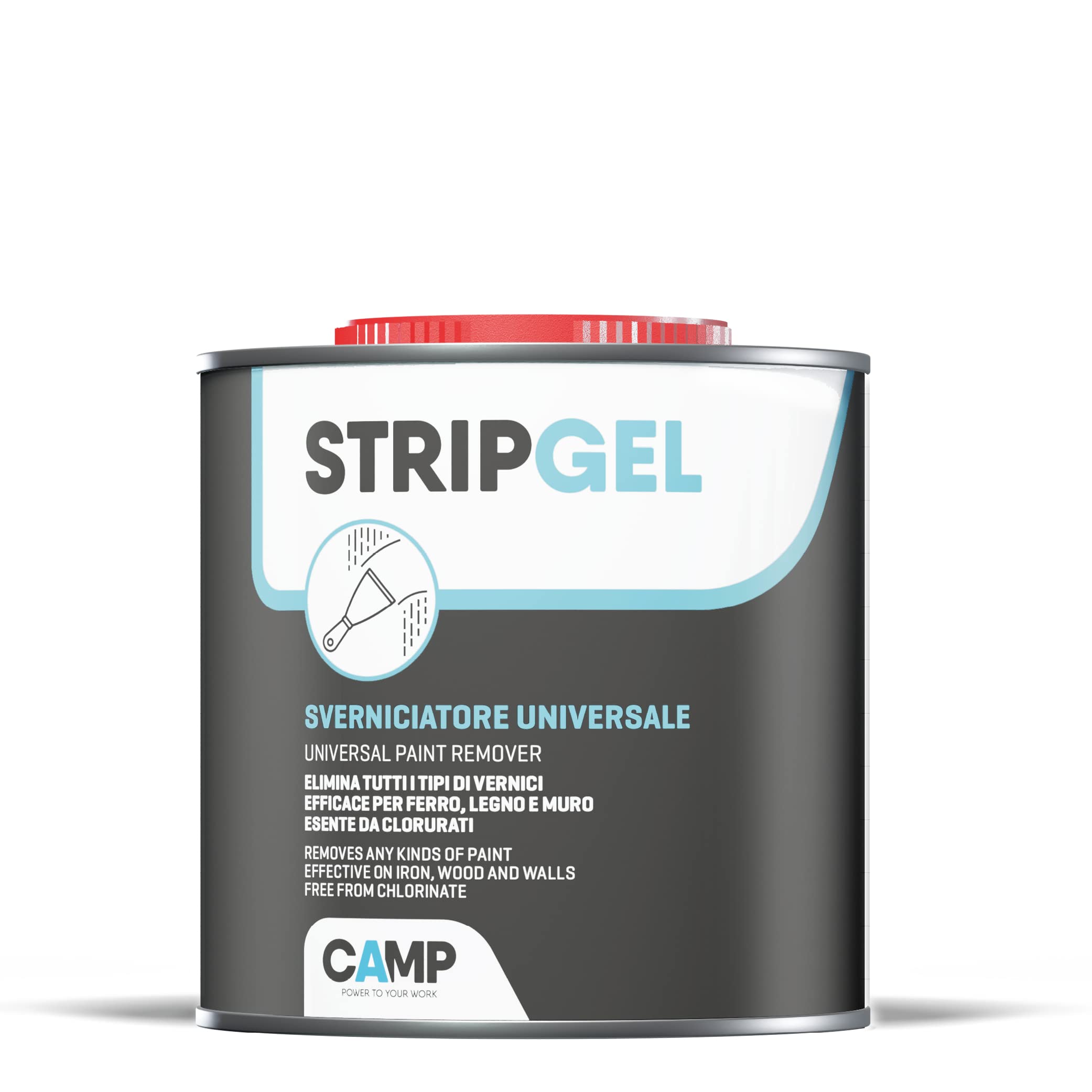 Camp STRIP GEL, Sverniciatore professionale in gel per legno, ferro e muro, Elimina vernici, impregnanti e fondi 1 x 750 ml