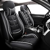 Vista 26 de URINOVET Funda de cuero para asiento de automóvil, fundas de asiento de lujo impermeables para KIA Forte Koup 2010-2016 (juego completo, café)