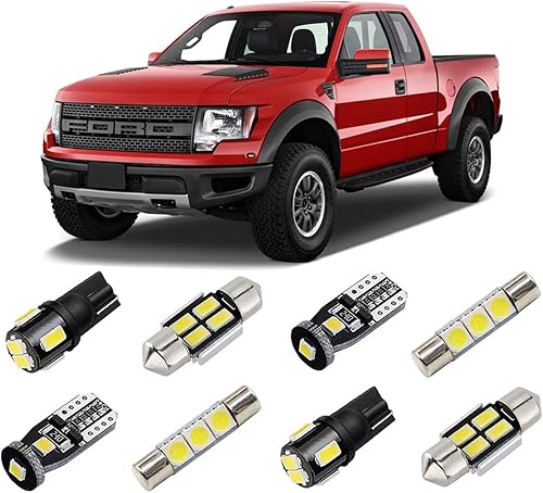 Kit de luces LED interiores blancas para Ford F150 2009 2010 2011 2012 2013 2014 súper brillante 6000K bombillas LED interiores + luces de matrícula