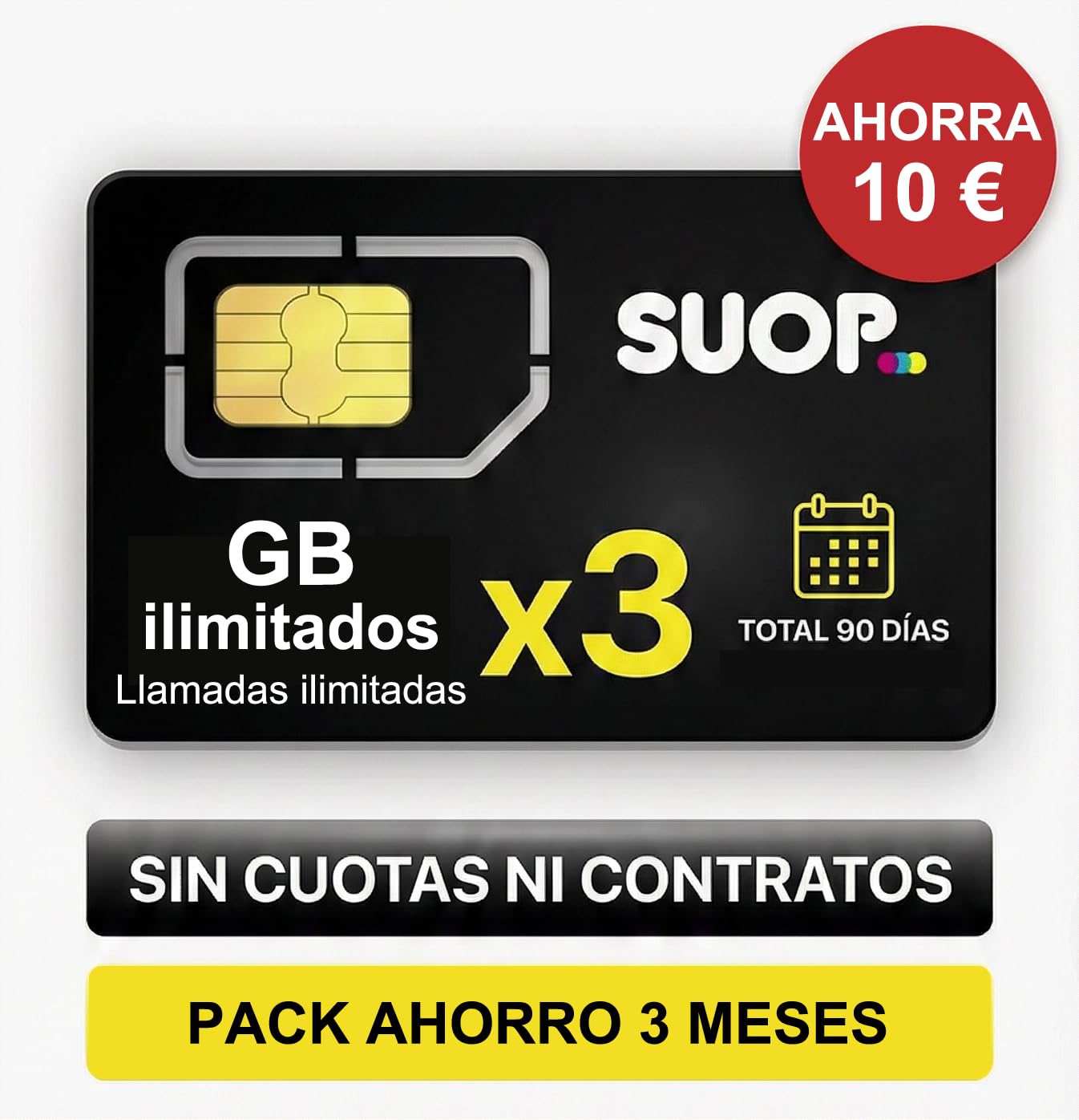 Pack Ahorro 3 Meses: Tarjeta SIM Prepago con Datos y Llamadas ilimitadas | Pago único 90 días sin recargas | Ideal para móvil, Router 4G/5G, teletrabajo y cámaras | Conexión Total al Mejor Precio