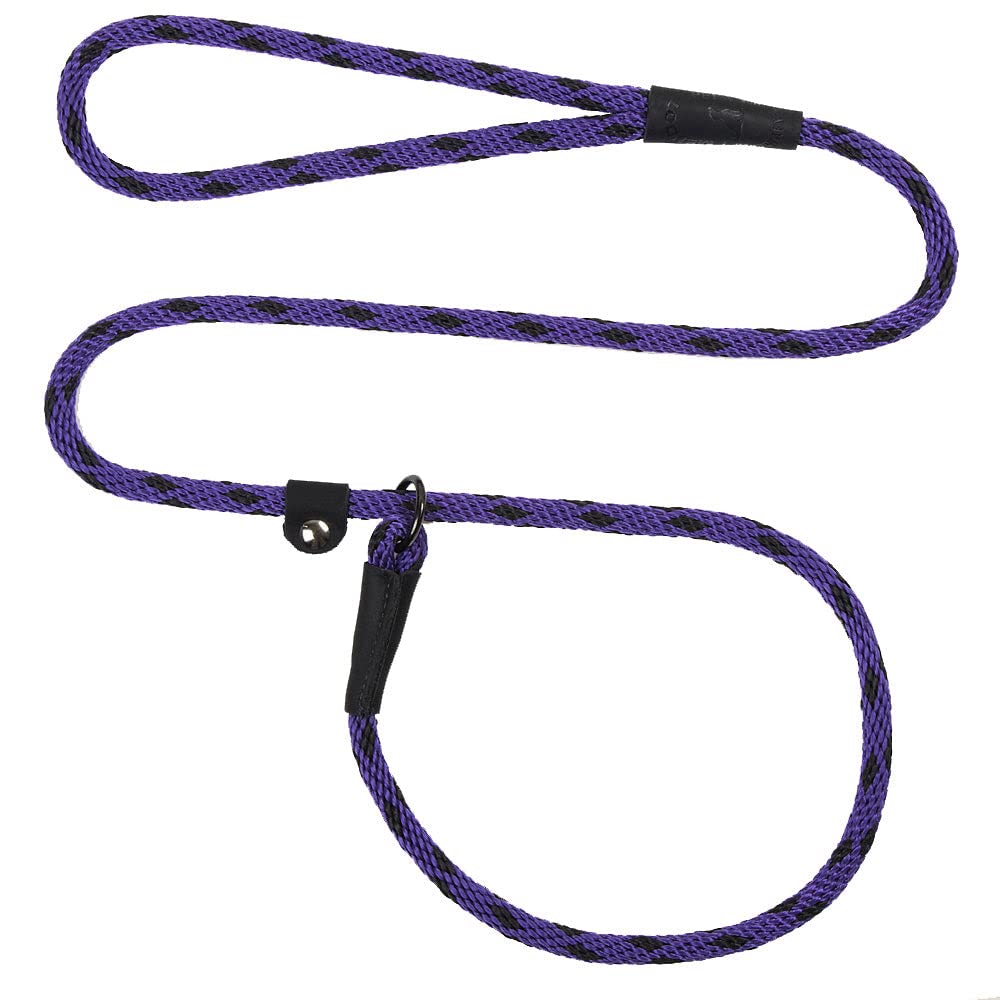 Mendota Pet Slip Leash - Dog Lead and Collar Combo - Made in The USA - Black Ice Purple, 1/2 in x 6 ft - for Large Breeds