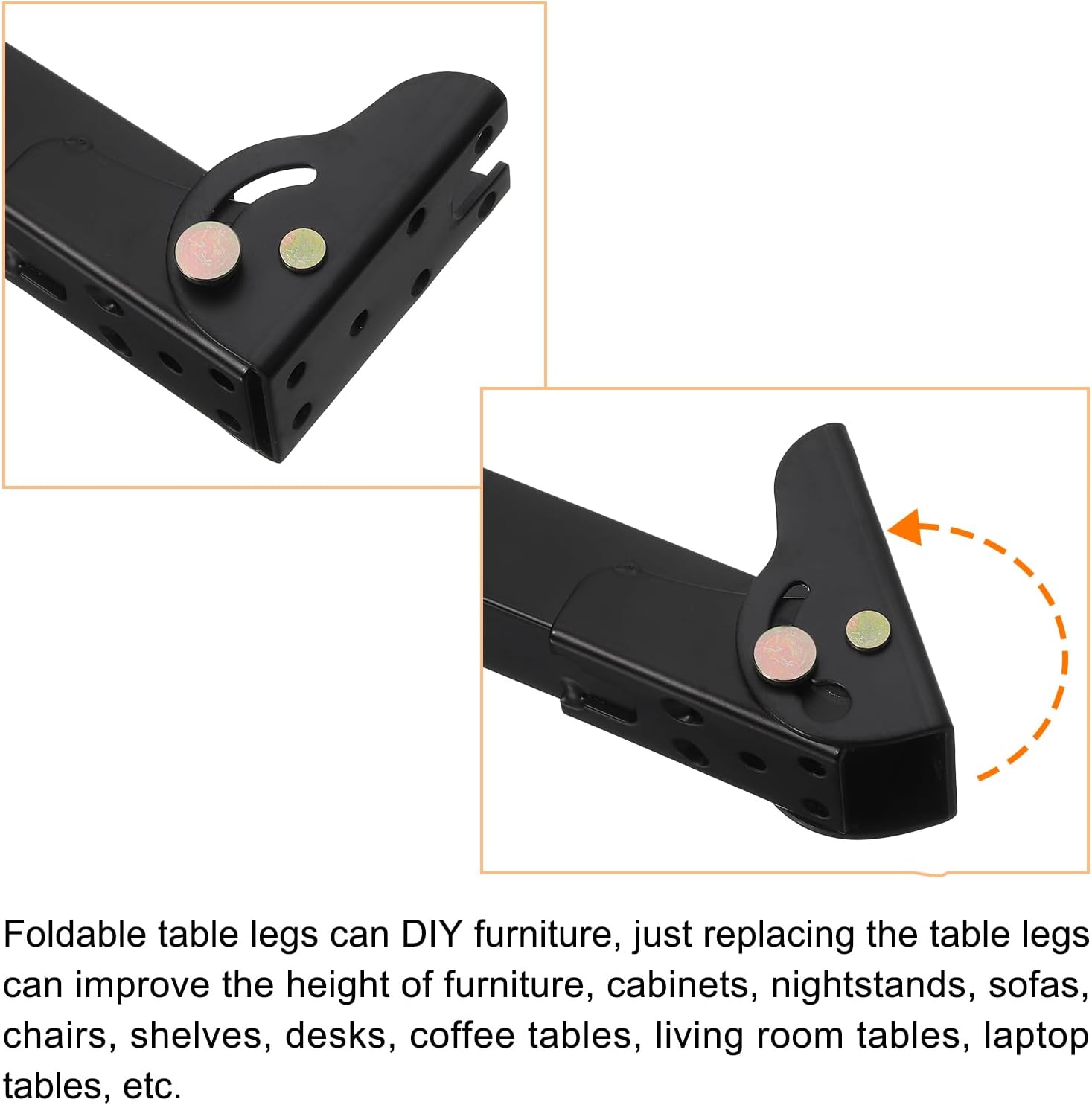 uxcell 4 Pcs Metal Folding Table Legs, Height 19.69 Inch / 500 mm Foldable Coffee Table Leg for Cupboard Cabinet Furniture Feet Home Decor