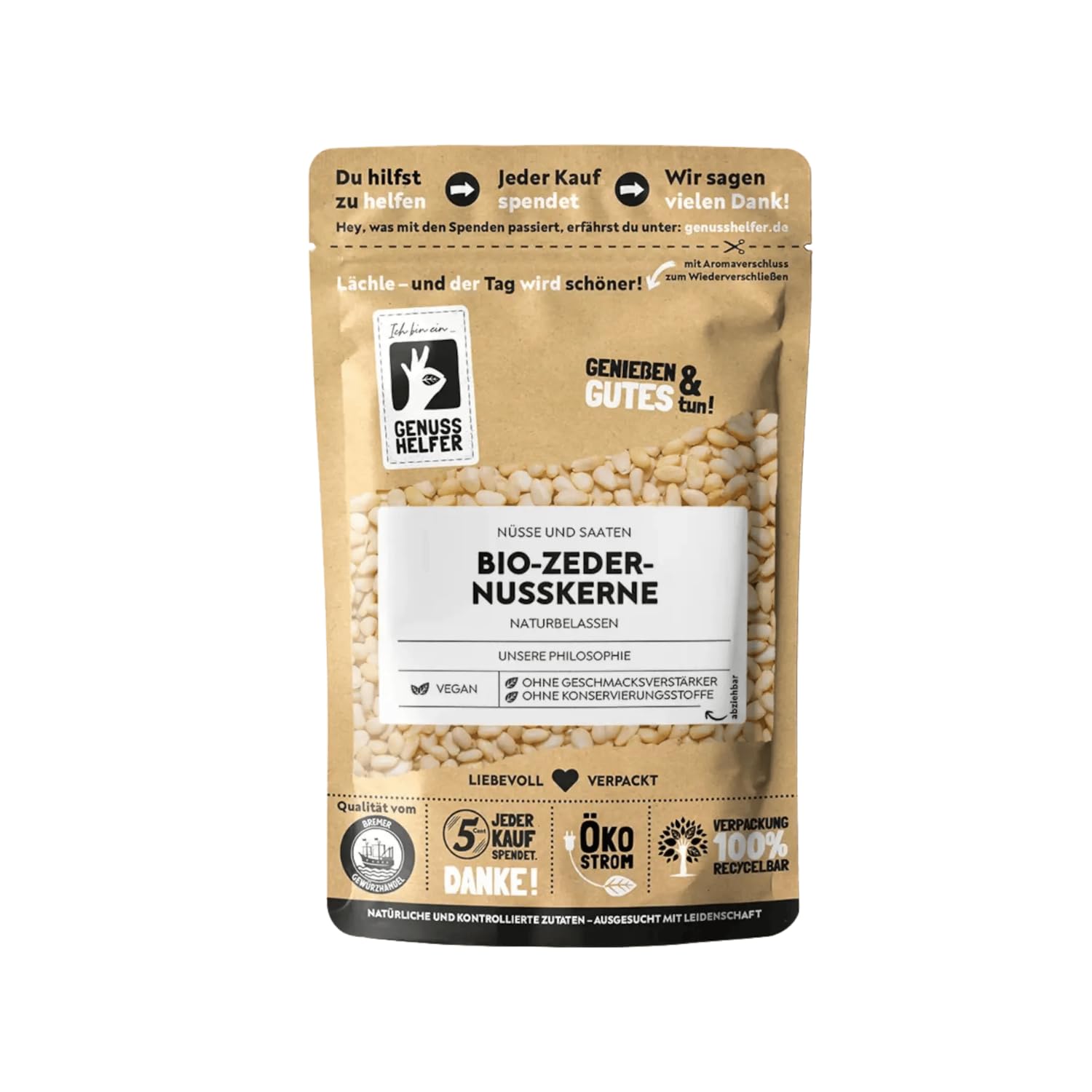 Bremer Gewürzhandel Zedernusskerne BIO, Zedernüsse, Alternative zu Pinienkernen, 100g
