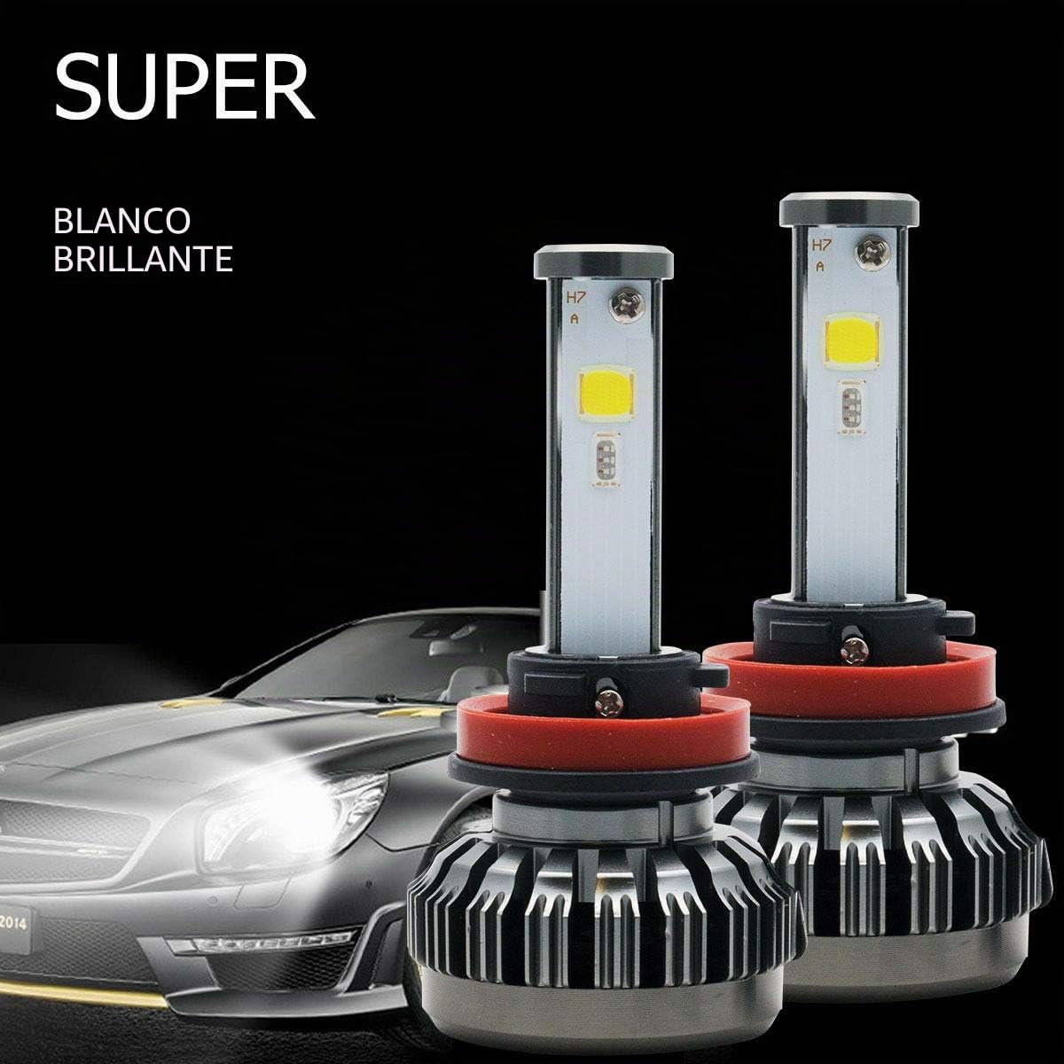 Riloer Bombilla LED H11 H9 H8 RGB, 2 Piezas 80W 6000K 8000LM IP65 Faros Delanteros RGB Coche LED COB Aplicación Colorida LeadLamp Liquidación Bombilla de Lámpara