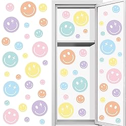 FYSUIMU 34Pcs Fridge Magnets Preppy Smile Face Locker Magnet Cute Pastel Happy Face Refrigerator Magnetic Sticker Colorful Fridge Magnet for Classroom Office Metal Door Cabinet Car Decor