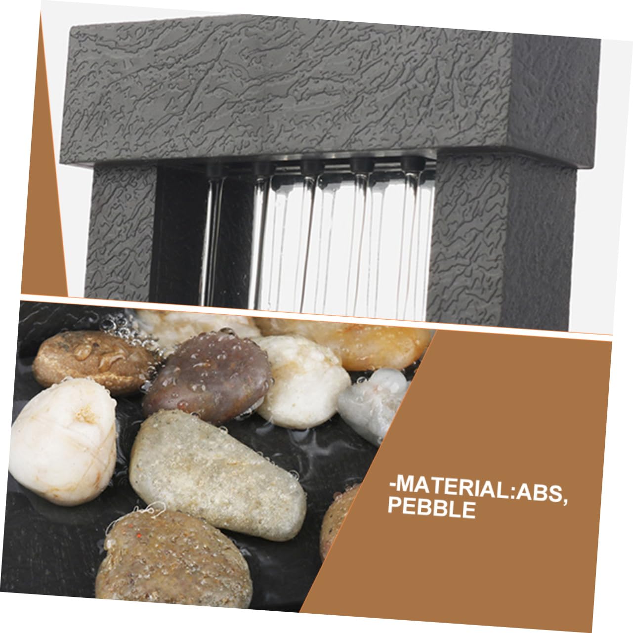 STOBAZA Fuente Agua Decorativa de Interior, Pequeña Fuente de Agua de Escritorio, Estilo Chino, Abs y Pebble, CREA un Ambiente Tranquilo para Hogar y Escritorio