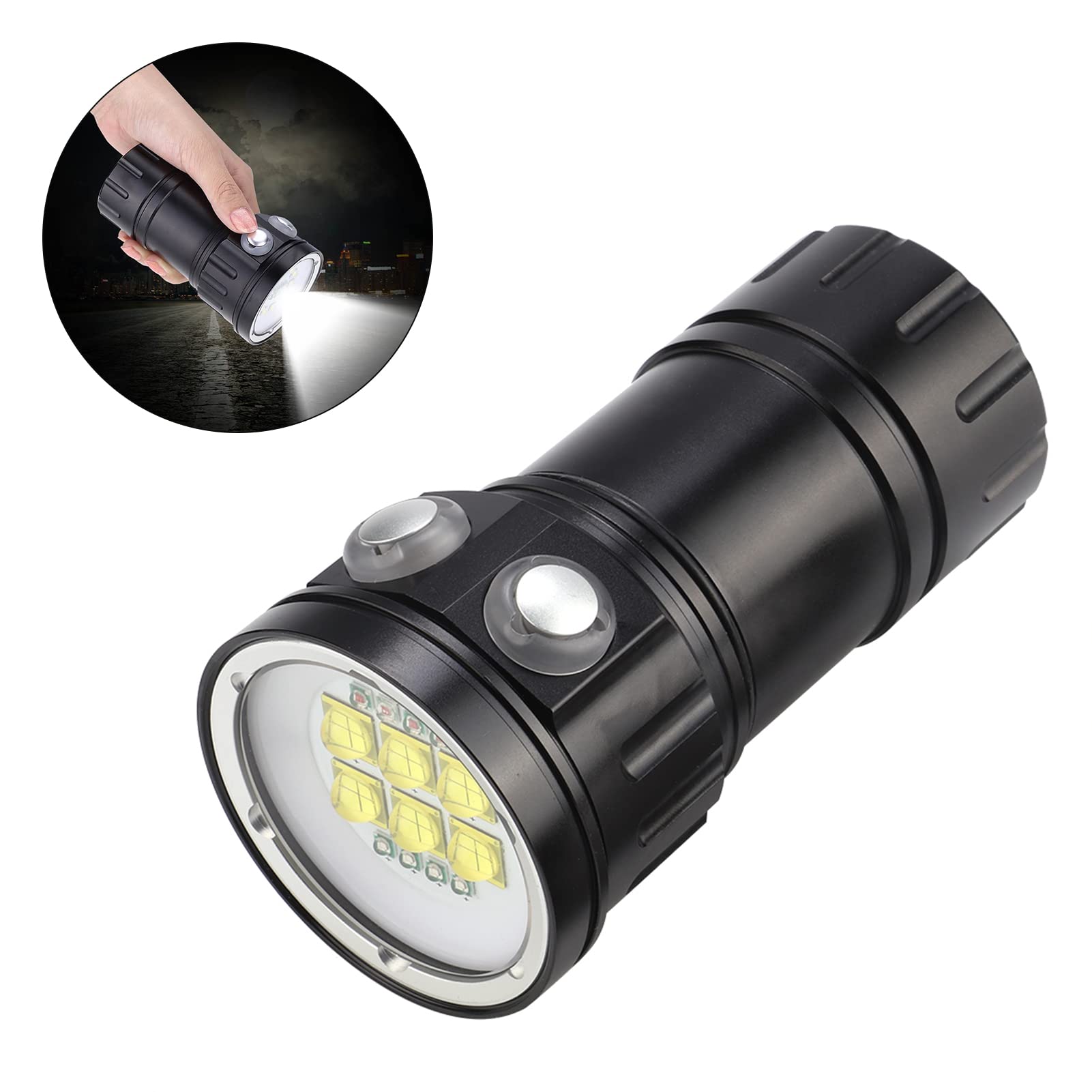 Torcia elettrica subacquea a LED impermeabile, luce intensa e durevole per la fotografia di Immersione e Campeggio, Leggero