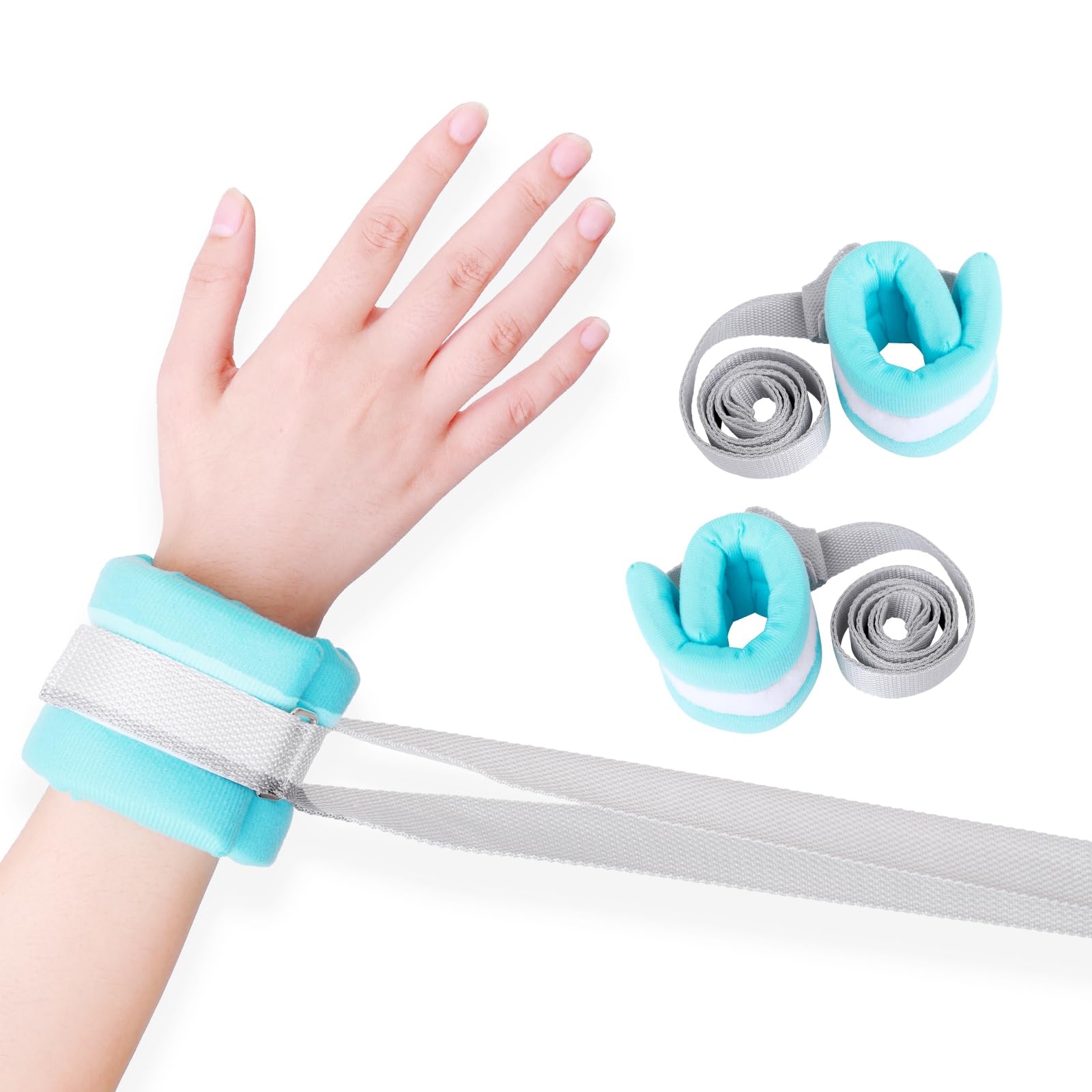 WONDSIGHIN Wrist Restraints, Restraint Belt for Wrists for Seniors with Dementia, Restraint Belt for Elderly, 2 Pcs, Limb Holder Movement Limited Ties for Hands, Adjustable, Blue