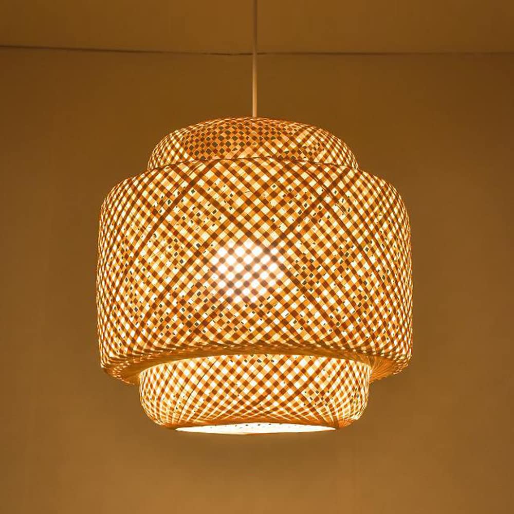 HXYSXHJUO Modern Wicker Pendant Lighting Fixture With Retractable Lampshade,Bamboo Dining Room Light Fixtures Over Table,Rattan Chandeliers For Bedrooms