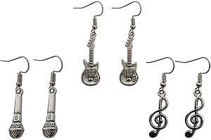 Chic Rockabilly Earrings Silver Music Lovers' Insignia
