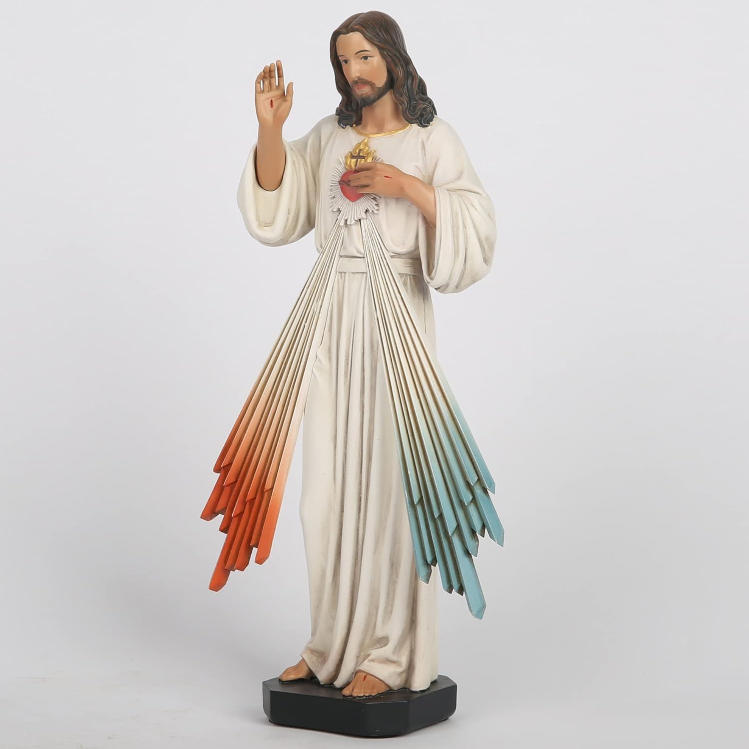 BC Catholic Divine Mercy Jesus Christ Statue, 10" H Sacred Heart of Jesus Figure, Catholic Statue, Religious Gift, Mercy, Forgiveness, Trust in God, Handpainted Sculpture by Buildclassic