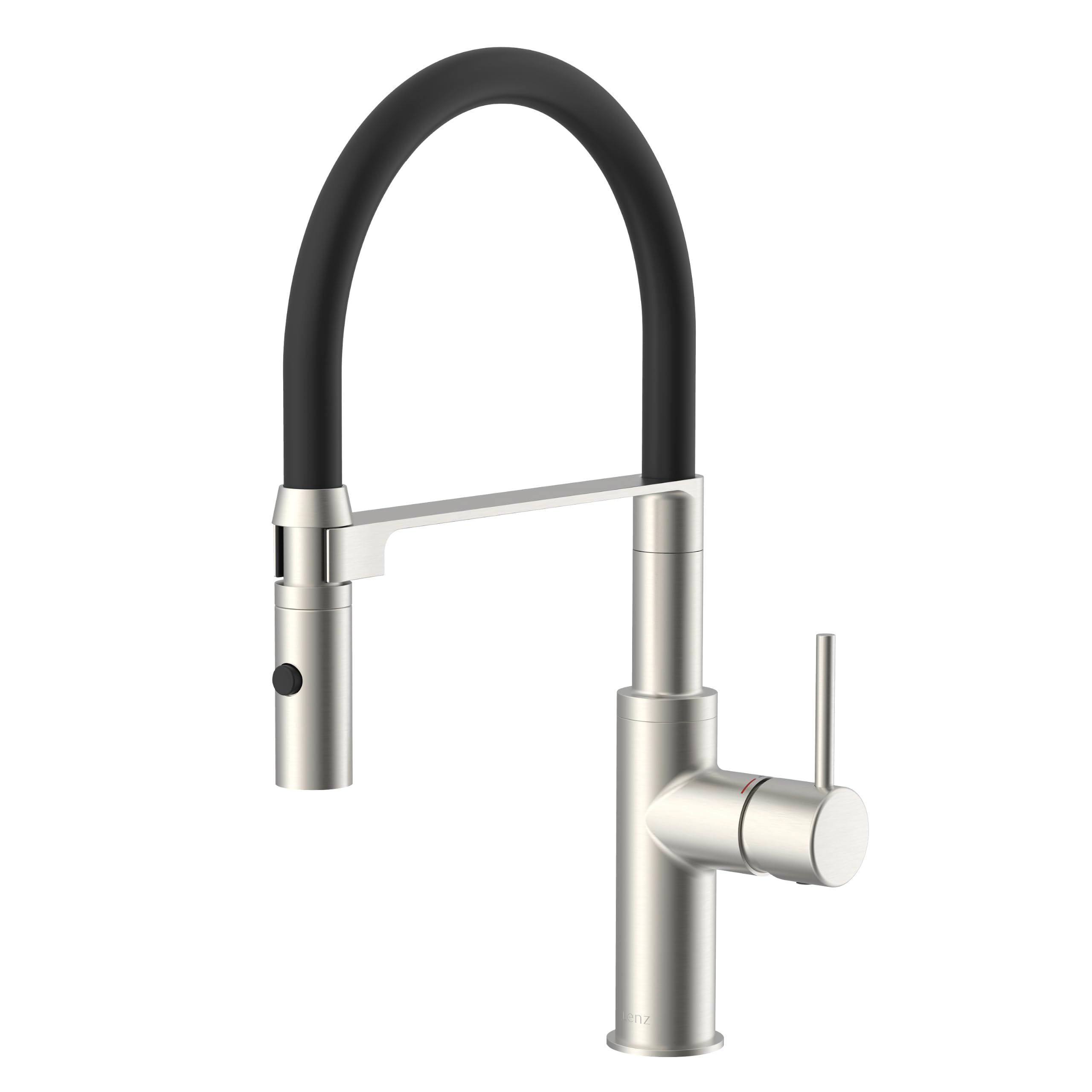 Lenz Küchenarmatur NALU in Nickel – Flexible Geschirrbrause, 2 Strahlarten | Spültischarmatur mit 2-Mengen-Funktion, Magnetische Halterung, Einfache Montage von oben, Höhe 42,7 cm, 46070422