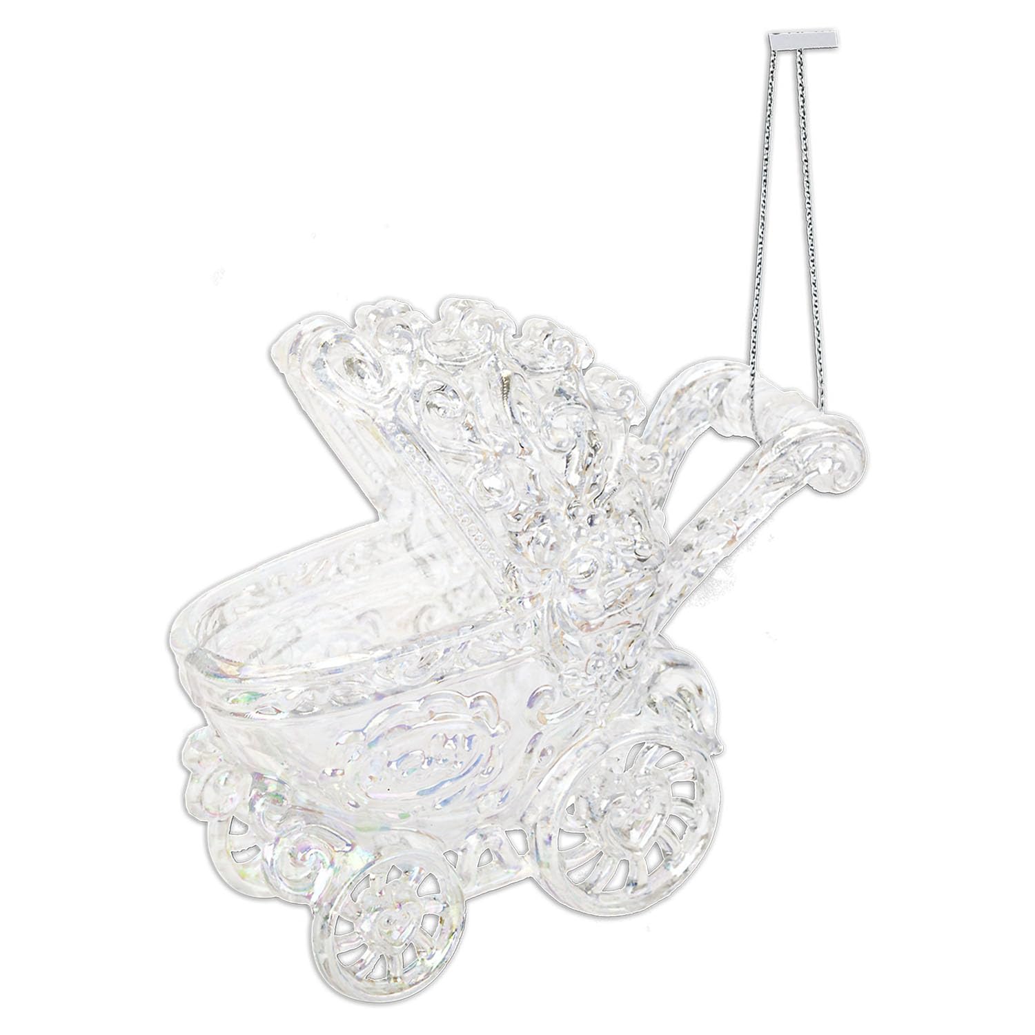 VFM e-Store - Christmas Tree Decoration Iridescent Acrylic Pram Ornament X Stocking Filler Xmas Present Celebration Festive Winter Ornaments - 10cm Iridescent
