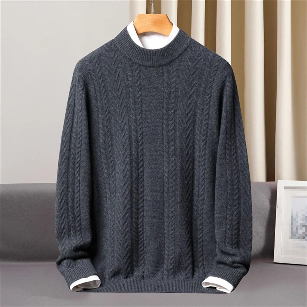 Vogrtcc Maglione A Collo Alto da Uomo in Cashmere Lavorato A Maglia A Maniche Lunghe