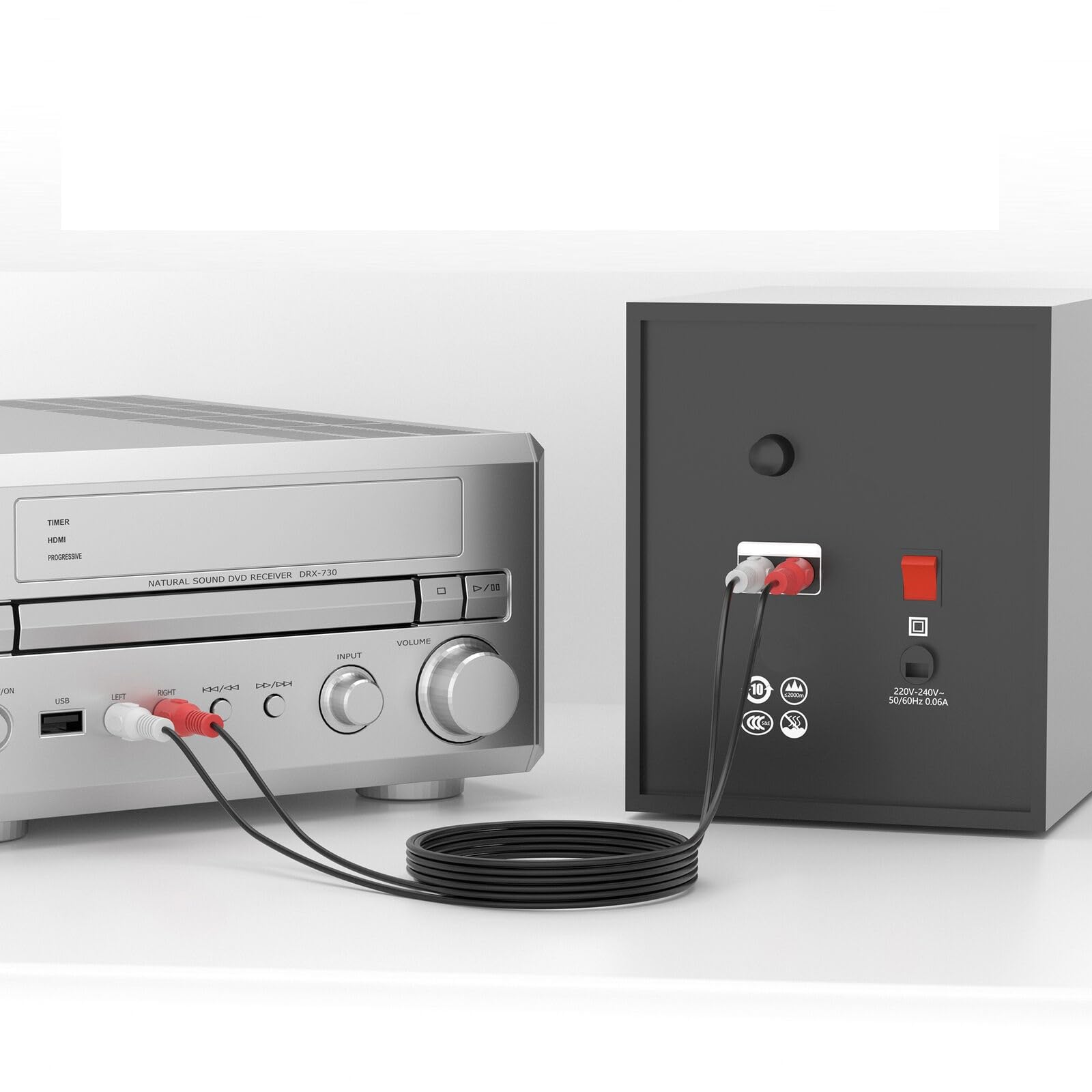 Cavo RCA Doppio 6 Piedi (1,8m) Audio/Video Per TV, Stereo, DVR - Universale