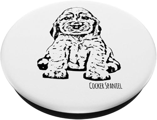 Miniatura 2 de Bonito cachorro Cocker Spaniel para mamá, papá, perro, amante, regalo para mujeres, PopSockets agarre y soporte para teléfonos y tabletas, Negro