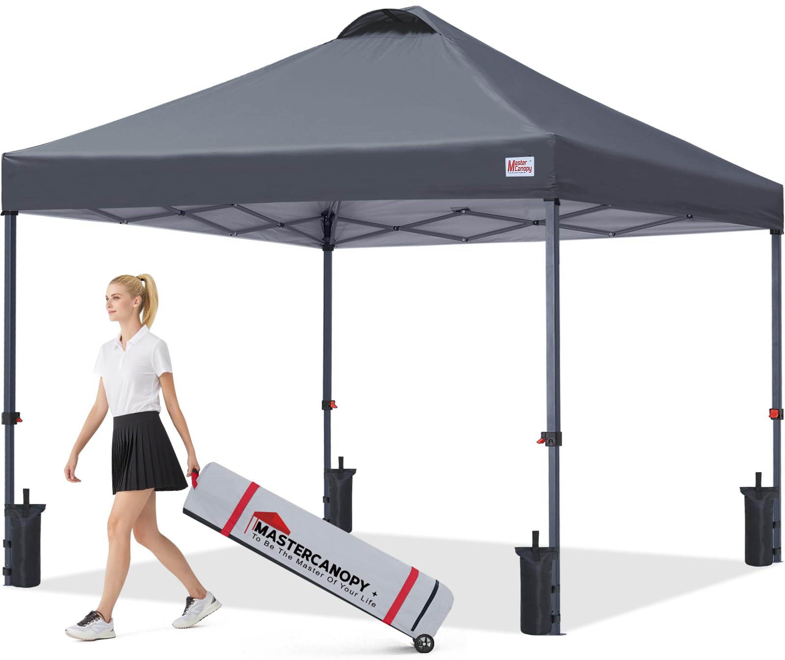 MASTERCANOPY ワンタッチ タープテント 3mx3m センターロック式 高強度スチール (ダークグレー)