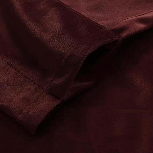 Miniatura 8 de Roslynwood Cortinas de terciopelo rojo rubí de 84 pulgadas para la sala, cortinas opacas con aislamiento térmico, paneles de eficiencia energética