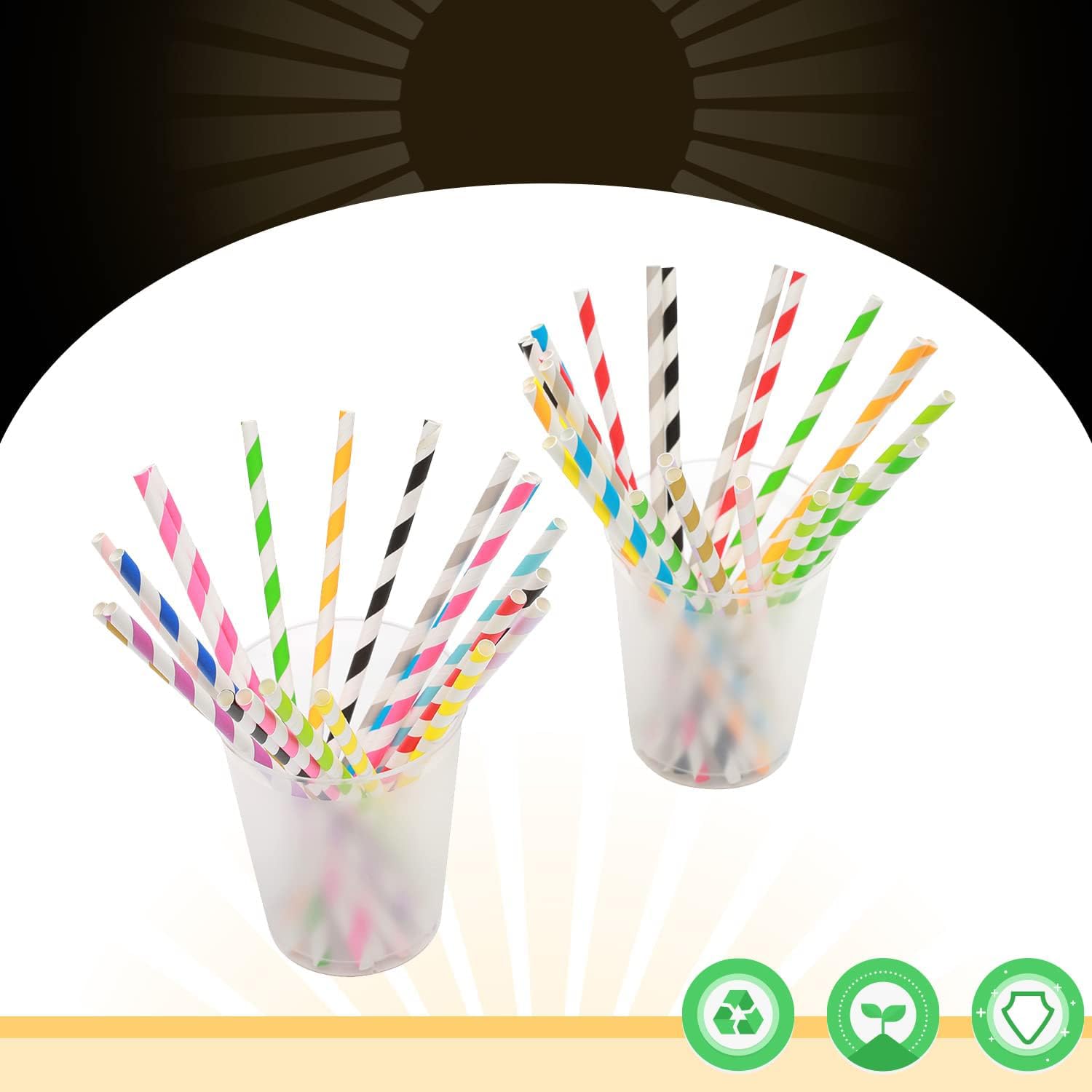 Gcardist Stripe Paper Straws for Drinking Disposable Straws 100pcs Bulk(15 Pattern), 15 Stripe Color, 7.75 x 0.25 inches - Image 4