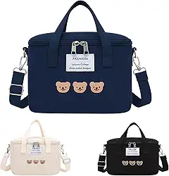 Bolsa Térmica lancheira com Alça Ajustável, Design de 3 Ursinhos, Ideal para Marmitas e Bebidas (AZUL MARINHO)