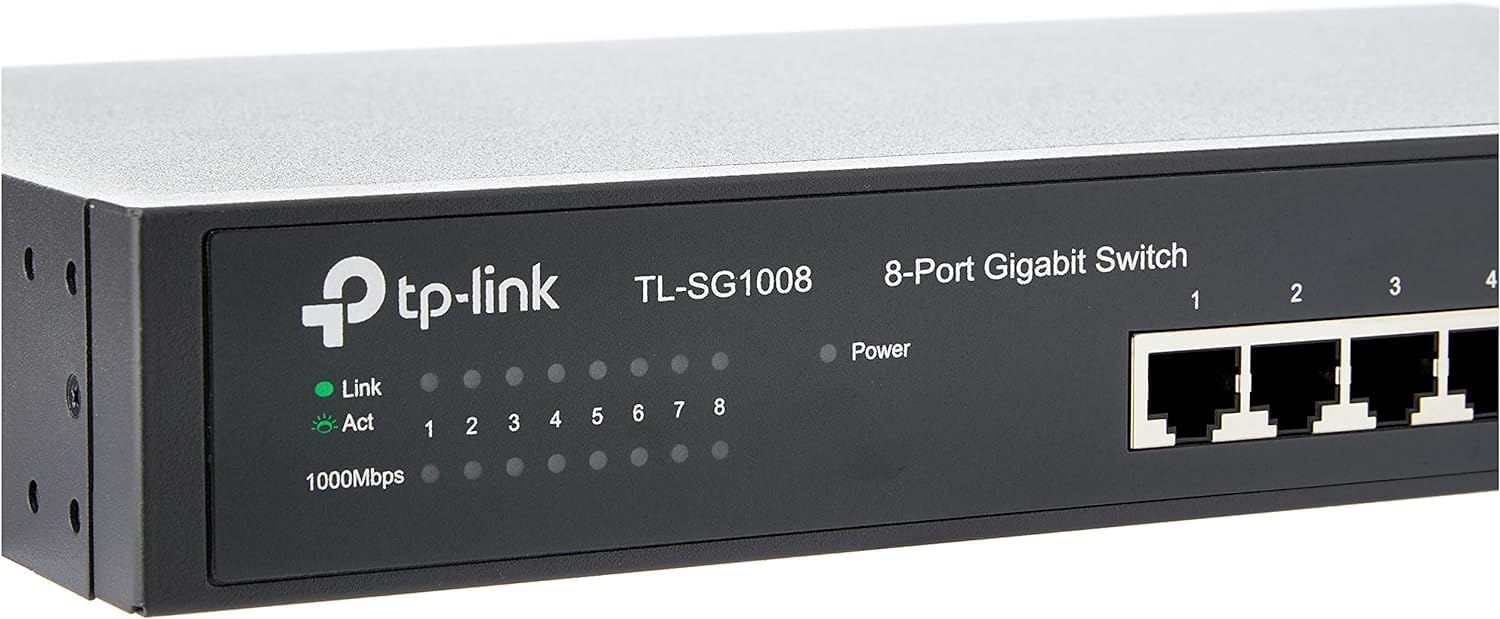 TP-Link 8-Port Gigabit Ethernet Unmanaged Switch | Plug and Play | Metal | Desktop/Rackmount | Limited Lifetime (TL-SG1008)