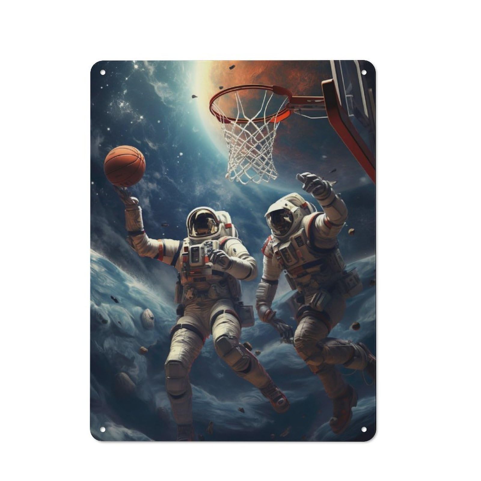 Junmoney Dunking In Space Tin Wall Plaque 40X30cm With For Bar Or Restaurant, Suited To Bar Decor Enthusiasts