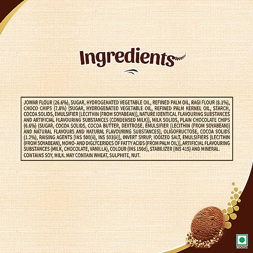 Image of sunfeast Farmlite Super Millets Ragi and Jowar Chocochip Cookies, Delightfully Tasty & Crunchy, Made with No Added Maida, Millet Biscuits, 75g (Pack of 3)