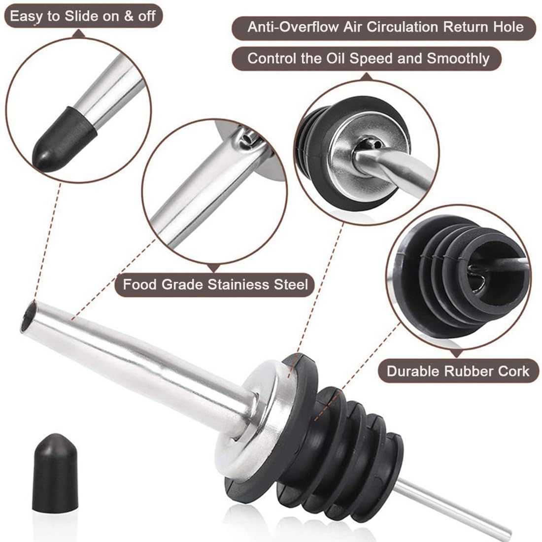 Tappi Dosatore Per Vino - Confezione Da 100, Universali Per Bottiglie 0.75L E 1.5L, Per Degustazioni - Foto 3