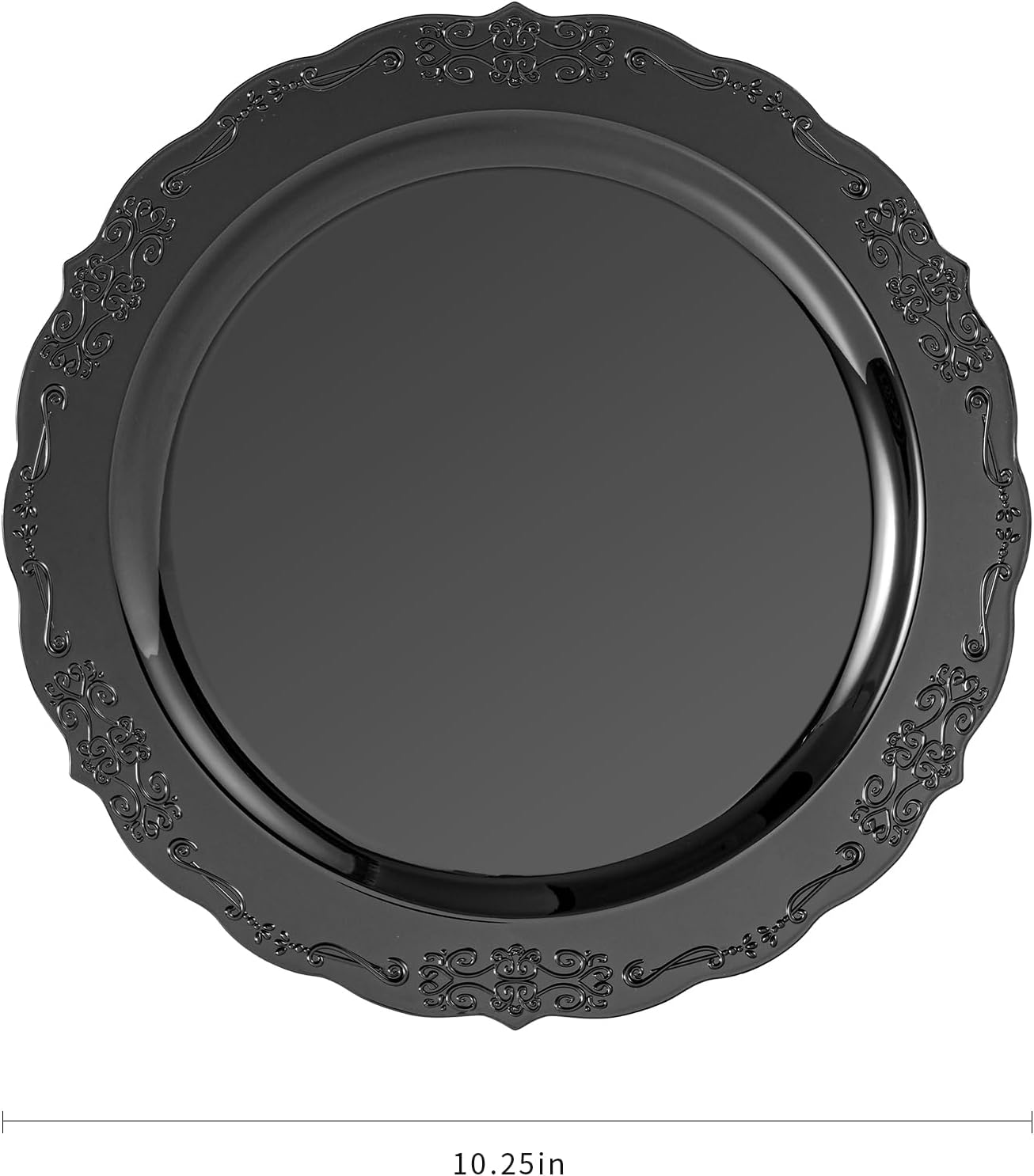 100 Pieces Black Plastic Plates - 10.25inch Dinner Disposable Plates - Premium Heavy Duty Hard Disposable Dinner Plates - Party Supplies for Birthdays, Celebrations, Wedding - Image 3