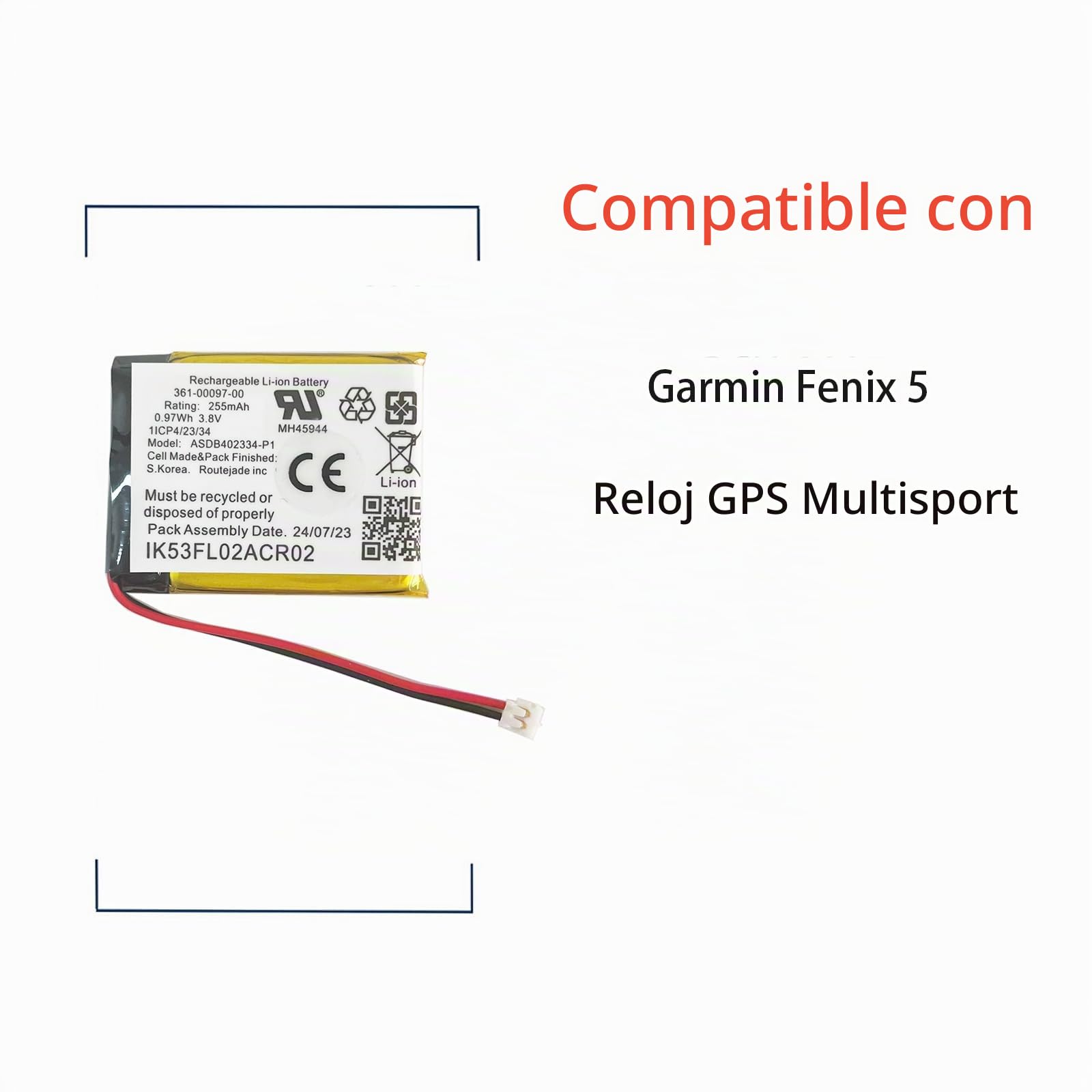 361-00097-00 batería de repuesto compatible con Garmin Fenix 5 Multisport GPS Watch smartwatch