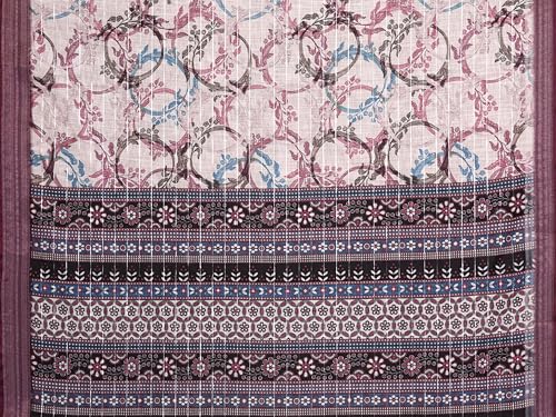 Image of Sidhidata Women's Cotton Linen Blend Lining Digital Printed Saree With Unstitched Blouse Piece (Linen Lining Saree)