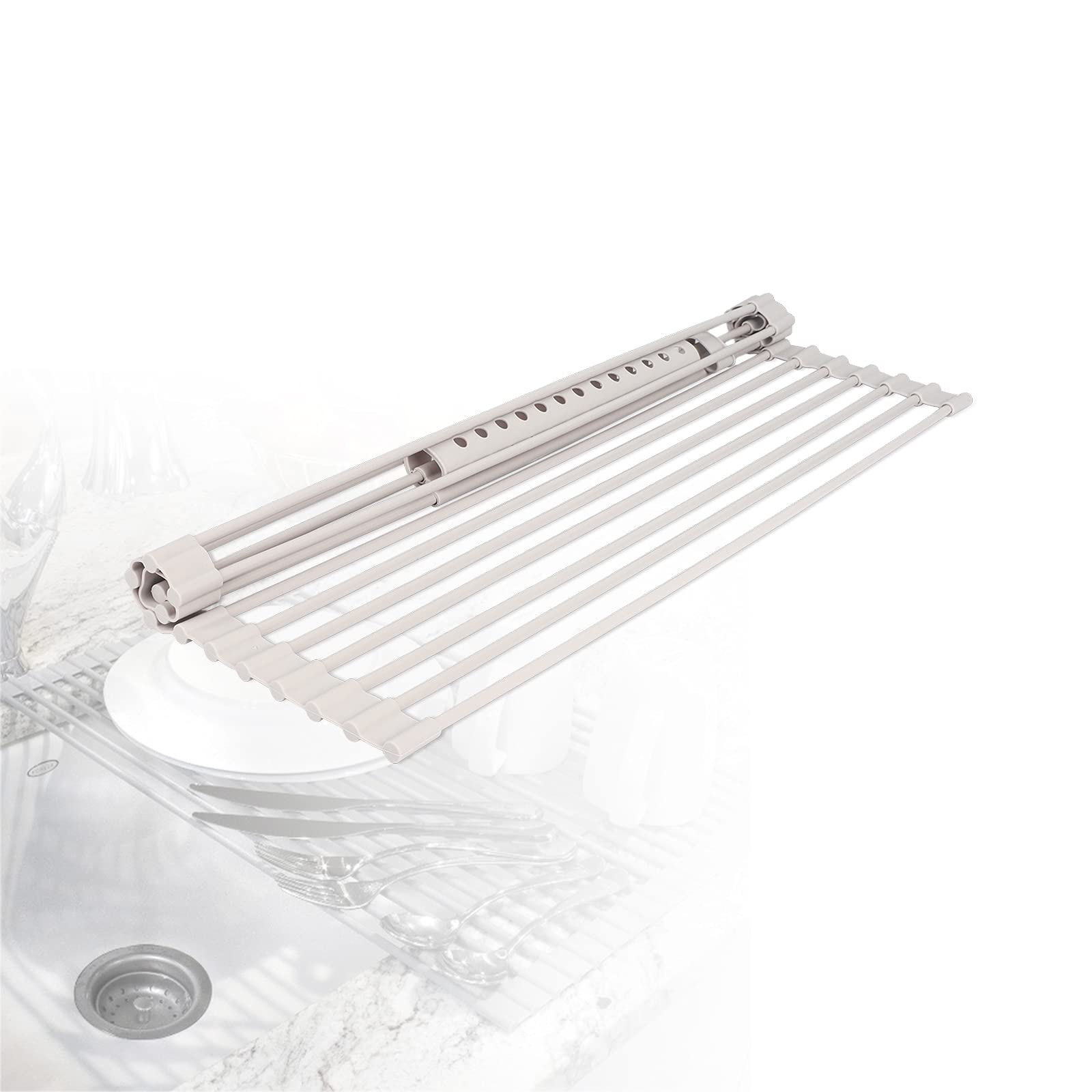 Buy Dish Drying Rack SiliconeCoated Stainless Steel Roll Up Rack