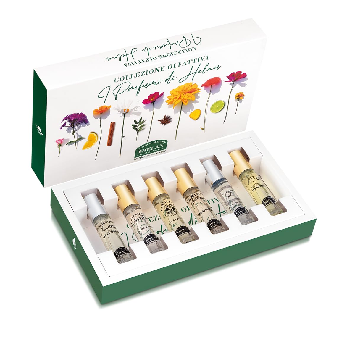 Helan - Collezione Olfattiva nr.3 con 6 Profumi in Fiale da 10 ml, Kit Profumo Uomo e Donna in Fragranze da Scoprire, Set Percorso Olfattivo per Idee Regalo Donna e Uomo Made in Italy