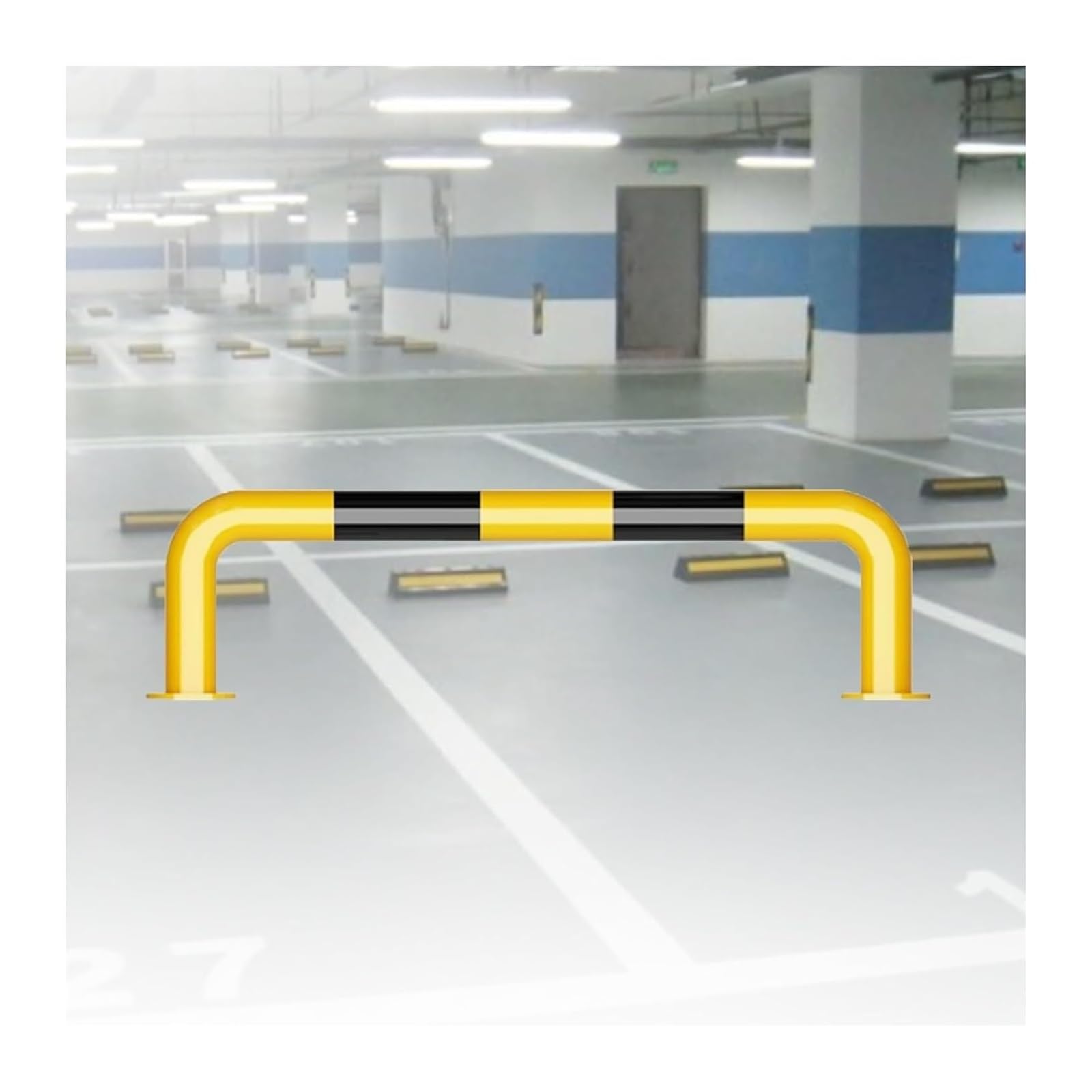CWCQGH U Shape Security Bollards Parking Lot & Driveway Protection, Car Blocker Warning Posts For Garage (100x50x0.2cm)