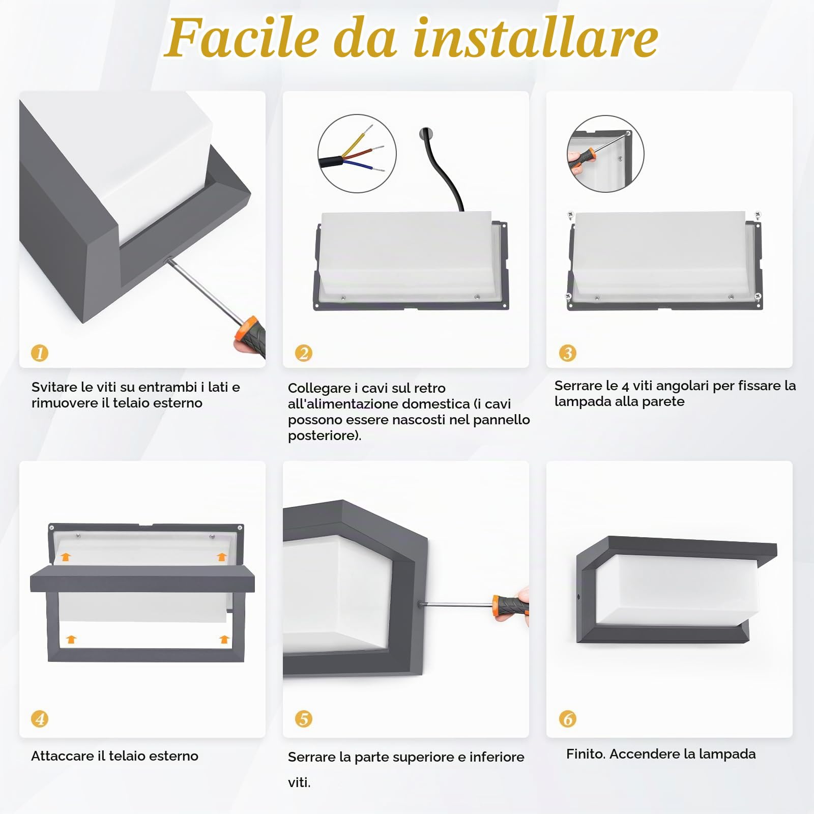 YindaLux Lampada da esterno con sensore di movimento, lampada da parete a LED da 18 W, con telecomando, IP65, impermeabile, moderna, per interni ed esterni, 3000-6500 K, dimmerabile, per giardino